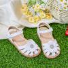 imageFlaryzone Toddler Little Girls Glitter Flower OpenToe Flat Dress Sandals Summer ShoesFr311white