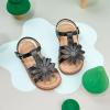 imageFlaryzone Toddler Little Girls Glitter Flower OpenToe Flat Dress Sandals Summer ShoesFr31black