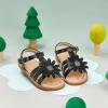 imageFlaryzone Toddler Little Girls Glitter Flower OpenToe Flat Dress Sandals Summer ShoesFr31black