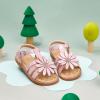 imageFlaryzone Toddler Little Girls Glitter Flower OpenToe Flat Dress Sandals Summer ShoesFr31pink
