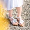 imageFlaryzone Toddler Little Girls Glitter Flower OpenToe Flat Dress Sandals Summer ShoesFr31white