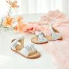 imageFlaryzone Toddler Little Girls Glitter Flower OpenToe Flat Dress Sandals Summer ShoesNfm07white