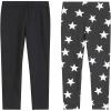 imageFlaryzone Little Girls 2T6T Basic Full Length Soft Stretchy Cotton Tights Leggings 26 Years 2Pack3PackBlackStar2pack