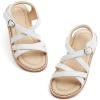 imageFlaryzone Toddler Little Girls Glitter Flower OpenToe Flat Dress Sandals Summer ShoesFm05white