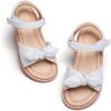 imageFlaryzone Toddler Little Girls Glitter Flower OpenToe Flat Dress Sandals Summer ShoesNfm07white