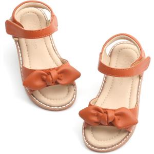 imageFlaryzone Toddler Little Girls Glitter Flower OpenToe Flat Dress Sandals Summer ShoesFm03brown