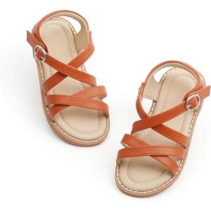 imageFlaryzone Toddler Little Girls Glitter Flower OpenToe Flat Dress Sandals Summer ShoesFm05brown