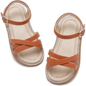 imageFlaryzone Toddler Little Girls Glitter Flower OpenToe Flat Dress Sandals Summer ShoesFr061brown