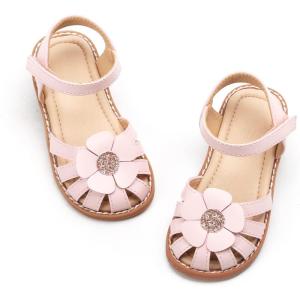 imageFlaryzone Toddler Little Girls Glitter Flower OpenToe Flat Dress Sandals Summer ShoesFr311pink