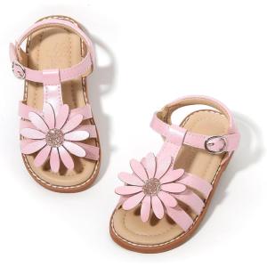 imageFlaryzone Toddler Little Girls Glitter Flower OpenToe Flat Dress Sandals Summer ShoesFr31pink