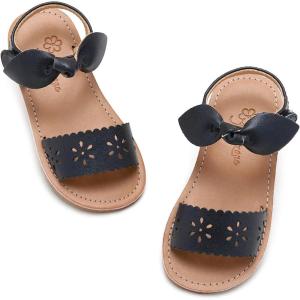imageFlaryzone Toddler Little Girls Glitter Flower OpenToe Flat Dress Sandals Summer ShoesFr33black
