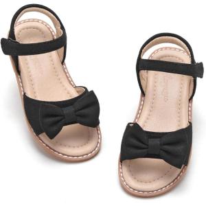 imageFlaryzone Toddler Little Girls Glitter Flower OpenToe Flat Dress Sandals Summer ShoesFr371black