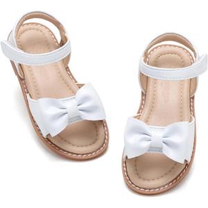 imageFlaryzone Toddler Little Girls Glitter Flower OpenToe Flat Dress Sandals Summer ShoesFr372white