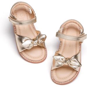 imageFlaryzone Toddler Little Girls Glitter Flower OpenToe Flat Dress Sandals Summer ShoesNfm07gold