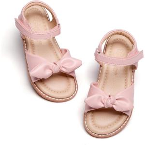 imageFlaryzone Toddler Little Girls Glitter Flower OpenToe Flat Dress Sandals Summer ShoesNfm07pink