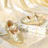 imageFlaryzone ToddlerLittle Girls Ballerina Flat Mary Jane Princess Dress Shoes  Wedding School PartyGoldfr28
