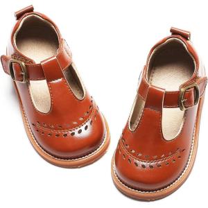 imageFlaryzone Toddler Little Girl Mary Jane School Uniform Oxfords Flat Dress ShoesBrownfr42