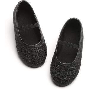 imageFlaryzone ToddlerLittle Girls Ballerina Flat Mary Jane Princess Dress Shoes  Wedding School PartyBlackfh22