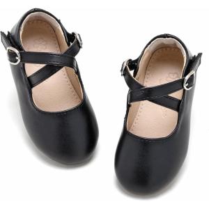 imageFlaryzone ToddlerLittle Girls Ballerina Flat Mary Jane Princess Dress Shoes  Wedding School PartyBlackfr11