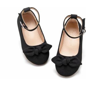 imageFlaryzone ToddlerLittle Girls Ballerina Flat Mary Jane Princess Dress Shoes  Wedding School PartyBlackfr182