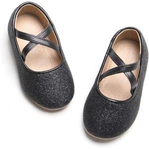 imageFlaryzone ToddlerLittle Girls Ballerina Flat Mary Jane Princess Dress Shoes  Wedding School PartyBlackfr22