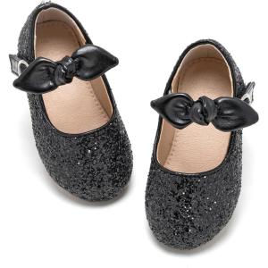 imageFlaryzone ToddlerLittle Girls Ballerina Flat Mary Jane Princess Dress Shoes  Wedding School PartyBlackfr28