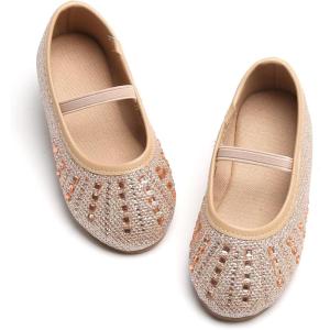 imageFlaryzone ToddlerLittle Girls Ballerina Flat Mary Jane Princess Dress Shoes  Wedding School PartyGoldfh22