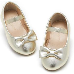 imageFlaryzone ToddlerLittle Girls Ballerina Flat Mary Jane Princess Dress Shoes  Wedding School PartyGoldflr07