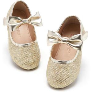 imageFlaryzone ToddlerLittle Girls Ballerina Flat Mary Jane Princess Dress Shoes  Wedding School PartyGoldfr17