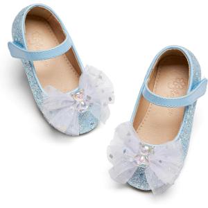 imageFlaryzone ToddlerLittle Girls Ballerina Flat Mary Jane Princess Dress Shoes  Wedding School PartyLight Bluefm16