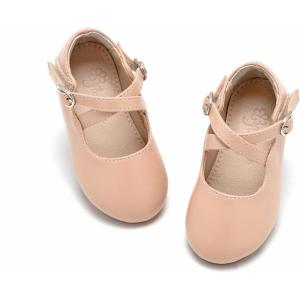 imageFlaryzone ToddlerLittle Girls Ballerina Flat Mary Jane Princess Dress Shoes  Wedding School PartyNudefr11