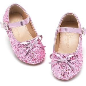 imageFlaryzone ToddlerLittle Girls Ballerina Flat Mary Jane Princess Dress Shoes  Wedding School PartyPinkfr29