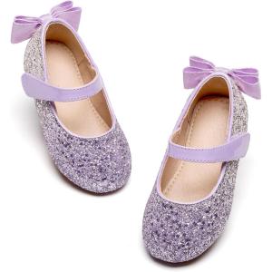 imageFlaryzone ToddlerLittle Girls Ballerina Flat Mary Jane Princess Dress Shoes  Wedding School PartyPurplefm20
