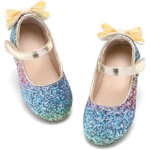 imageFlaryzone ToddlerLittle Girls Ballerina Flat Mary Jane Princess Dress Shoes  Wedding School PartyRainbowfr19