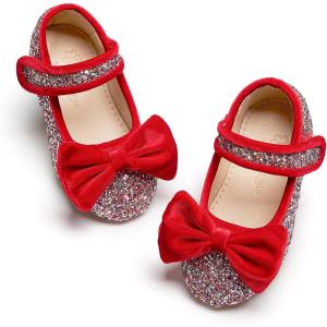 imageFlaryzone ToddlerLittle Girls Ballerina Flat Mary Jane Princess Dress Shoes  Wedding School PartyRedfm14