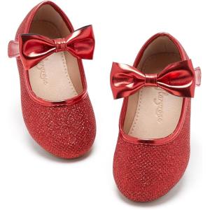 imageFlaryzone ToddlerLittle Girls Ballerina Flat Mary Jane Princess Dress Shoes  Wedding School PartyRedfr17