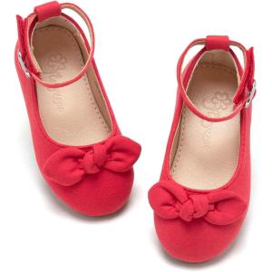 imageFlaryzone ToddlerLittle Girls Ballerina Flat Mary Jane Princess Dress Shoes  Wedding School PartyRedfr182