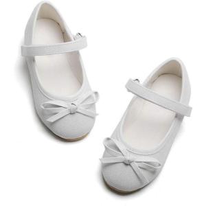 imageFlaryzone ToddlerLittle Girls Ballerina Flat Mary Jane Princess Dress Shoes  Wedding School PartyWhiteflr108