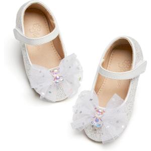 imageFlaryzone ToddlerLittle Girls Ballerina Flat Mary Jane Princess Dress Shoes  Wedding School PartyWhitefm16