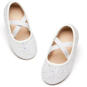 imageFlaryzone ToddlerLittle Girls Ballerina Flat Mary Jane Princess Dress Shoes  Wedding School PartyWhitefm21
