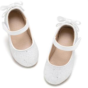 imageFlaryzone ToddlerLittle Girls Ballerina Flat Mary Jane Princess Dress Shoes  Wedding School PartyWhitefr19