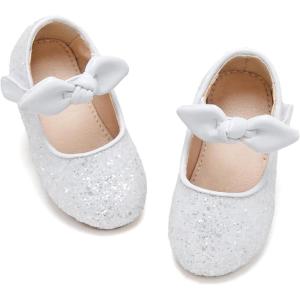 imageFlaryzone ToddlerLittle Girls Ballerina Flat Mary Jane Princess Dress Shoes  Wedding School PartyWhitefr28