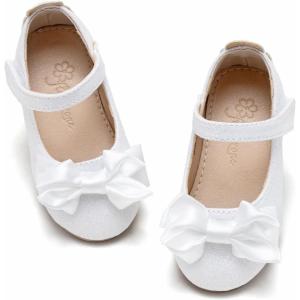 imageFlaryzone ToddlerLittle Girls Ballerina Flat Mary Jane Princess Dress Shoes  Wedding School PartyWhitefr385