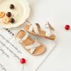 imageFlaryzone Girls Sandals Open Toe Summer Flats Dress Sandals Shoes ToddlerLittle KidFa33beige