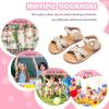 imageFlaryzone Girls Sandals Open Toe Summer Flats Dress Sandals Shoes ToddlerLittle KidFa33beige