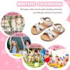 imageFlaryzone Girls Sandals Open Toe Summer Flats Dress Sandals Shoes ToddlerLittle KidFa33white