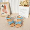 imageFlaryzone Girls Sandals Open Toe Summer Flats Dress Sandals Shoes ToddlerLittle KidFa35blue