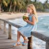 imageFlaryzone Girls Sandals Open Toe Summer Flats Dress Sandals Shoes ToddlerLittle KidFa37blue