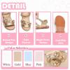 imageFlaryzone Girls Sandals Open Toe Summer Flats Dress Sandals Shoes ToddlerLittle KidFa37gold