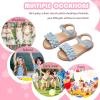 imageFlaryzone Girls Sandals Open Toe Summer Flats Dress Sandals Shoes ToddlerLittle KidFa50blue